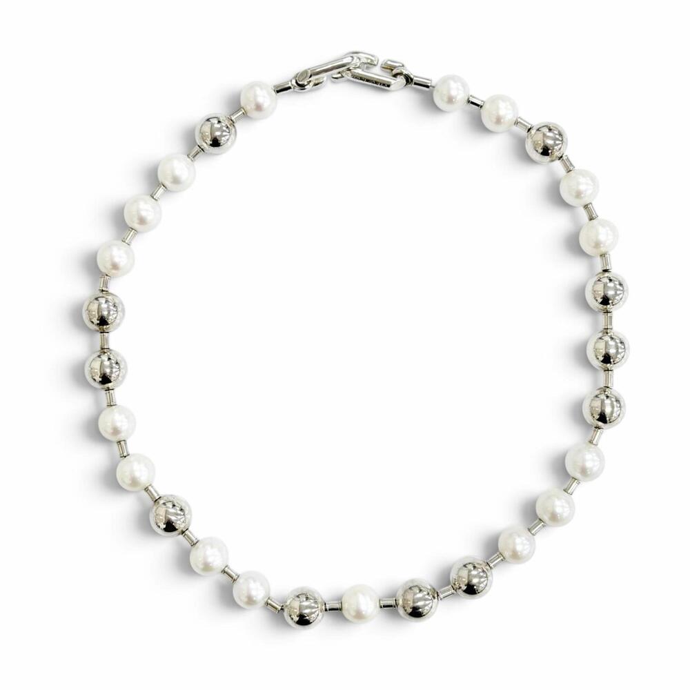 TIFFANY&Co. Tiffany HardWear Freshwater Pearl Ball Necklace Choker AG925 Silv...